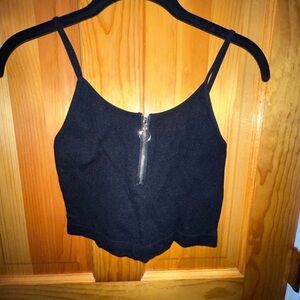 Fashion Nova Black Zip-Front Cami Crop Top